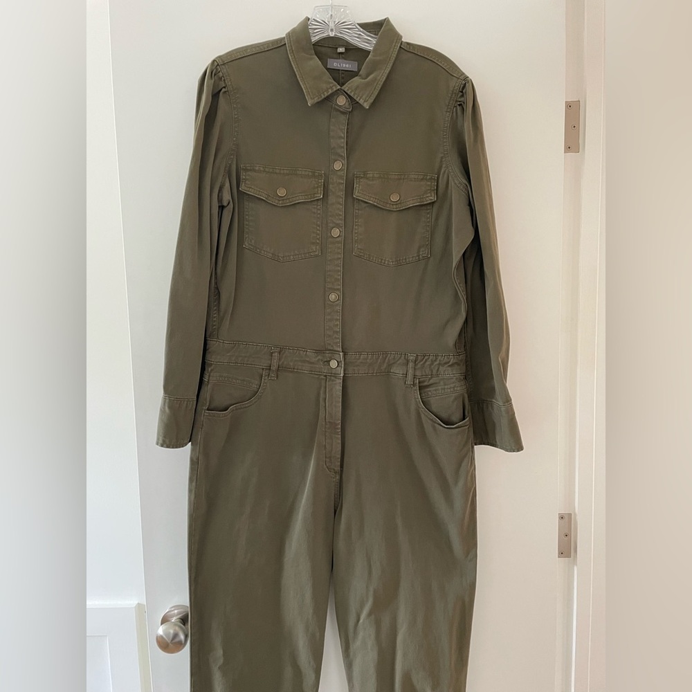 DL1961 Freja Olive Long Sleeved Straight Leg Jumpsuit